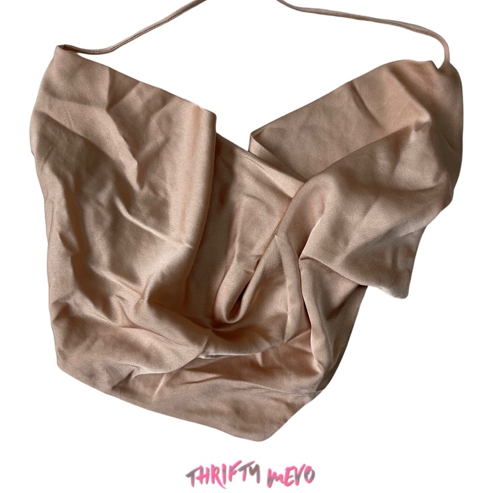 Salmon pink Silky tied up crop top